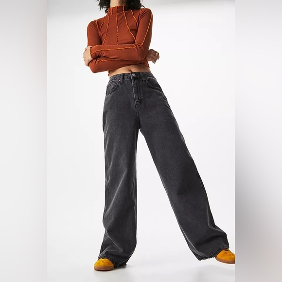 Urban Outfitters Denim - BDG Urban Outfitters Washed Black A-WIDE LEG  high Rise grunge baggy Jeans SZ 28